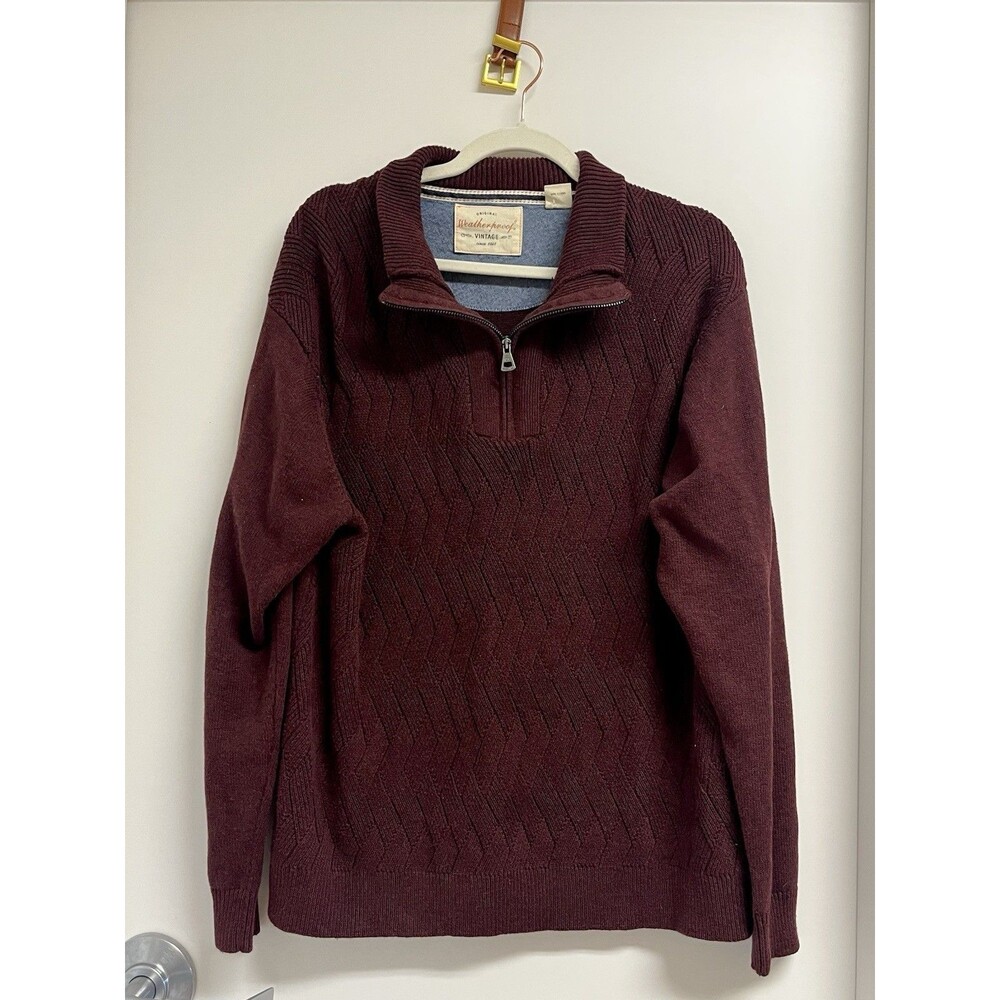 WEATHERPROOF Vintage 1948 Sweater, Men's XL in red wine color